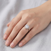 Classic Heart Shape Diamond Ring in 925 Sterling Silver for Women